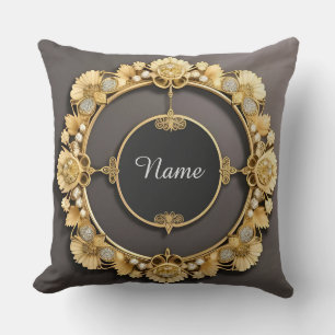 Eleganter goldener Blumenrahmen Kissen