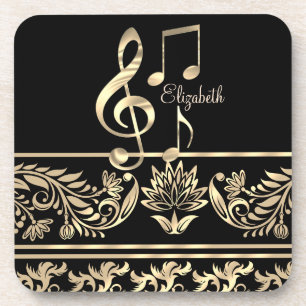 Eleganter goldener Blumenstrauß, Violinschlüssel,  Getränkeuntersetzer