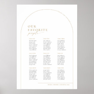 Eleganter goldener Bogen 9 Tische Willkommen Sitzp Poster