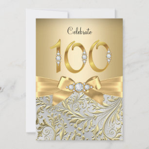 Eleganter goldener Bogen Diamant 100. Jubiläum Einladung
