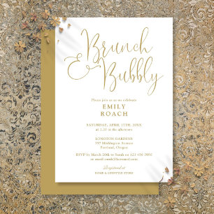 Eleganter Goldener Brunch und Sprudelnde Hochzeits Einladung