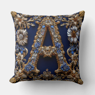 Eleganter goldener Buchstabe "A" mit aufwendiger f Kissen