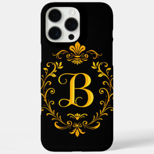 Eleganter goldener Buchstabe B mit floralen Dekora iPhone 16 Pro Max Hülle