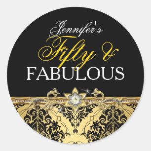 Eleganter goldener Damast Fünfzig und Fantastisch Runder Aufkleber