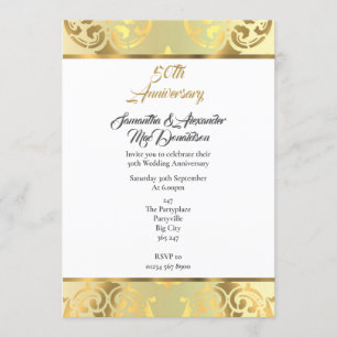 Eleganter goldener Damast zur 50. Hochzeitstag-Fei Einladung