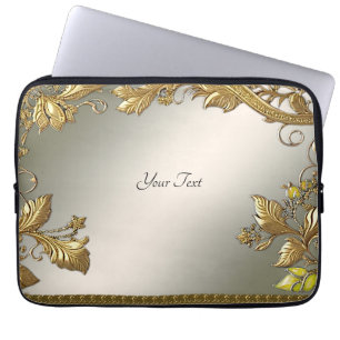 Eleganter goldener dekorativer Blumenschlauch Laptopschutzhülle