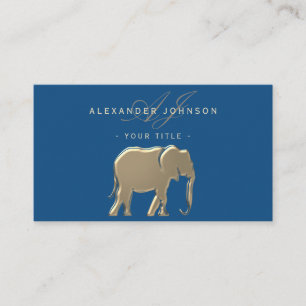 Eleganter goldener Elefant Klassisches Blau Profes Visitenkarte