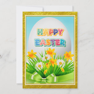 Eleganter goldener Frühlingsblumen-Oster-Sonntag-F Einladung
