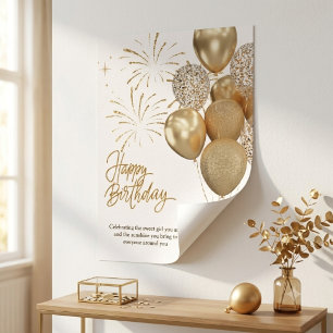 Eleganter goldener Geburtstags-Fest-Glitterballon Poster