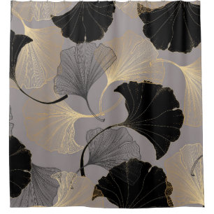 Eleganter goldener Ginkgo, Vintager Hintergrund. Duschvorhang