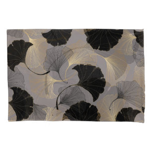 Eleganter goldener Ginkgo, Vintager Hintergrund. Kissenbezug