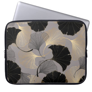 Eleganter goldener Ginkgo, Vintager Hintergrund. Laptopschutzhülle