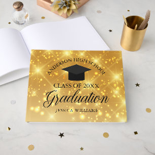 Eleganter goldener Glanz-Abschluss Custom-Schule Gästebuch