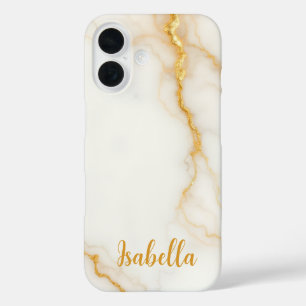 Eleganter goldener Glitter-Marmor-Name iPhone 16 Hülle