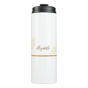 Eleganter goldener Glitter Monogramm Name Thermosbecher