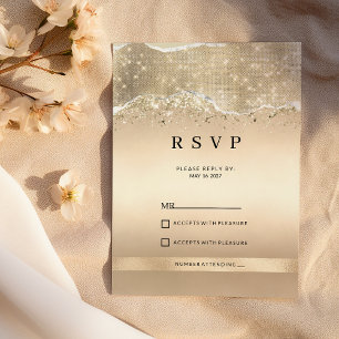 Eleganter goldener Glitter-Sparkel zur RSVP Einladung