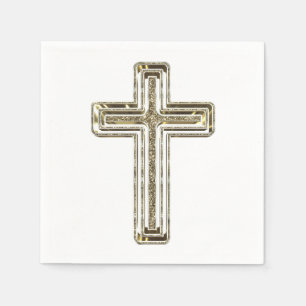Eleganter Goldener Glitzer Blick über religiöse Ve Serviette