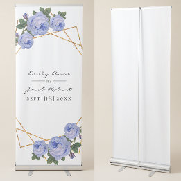 Eleganter Goldener Glitzer Geometric Blue Floral W Ausziehbarer Banner
