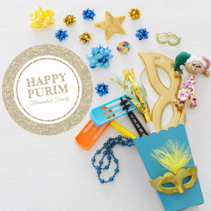 Eleganter Goldener Glitzer Jüdischer Urlaub Happy Runder Aufkleber