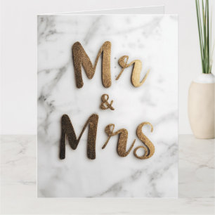 Eleganter Goldener Glitzer "Mr & Mrs." auf einem M Karte