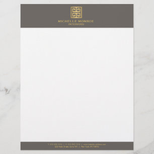 Eleganter Goldener Griechischer Schlüssel Innenein Briefkopf