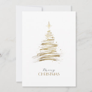 Eleganter goldener handgezeichneter Weihnachtsbaum Feiertagskarte