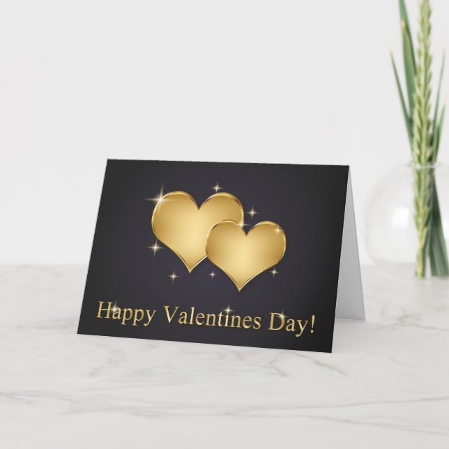 Eleganter Goldener Herzname - Valentinstag Feiertagskarte (Vorderseite)