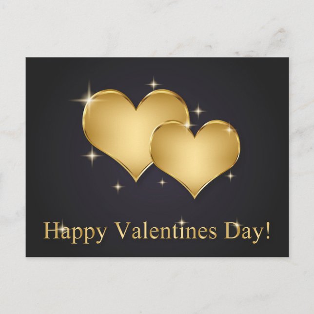 Eleganter Goldener Herzname - Valentinstag Feiertagspostkarte (Vorderseite)