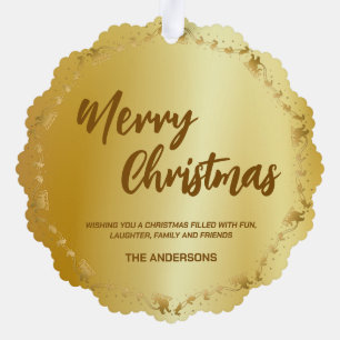 Eleganter goldener Kranz Weihnachtsmann Schlitten  Ornament Karte