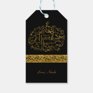 Eleganter goldener Kürbis Halloween Herbst Dankesc Geschenkanhänger