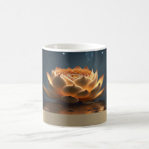 Eleganter Goldener Lotus Dunkles Yoga Kaffeetasse