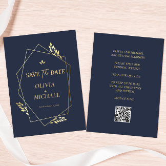 Eleganter Goldener Moderner QR-Code Hochzeit Termi Save The Date