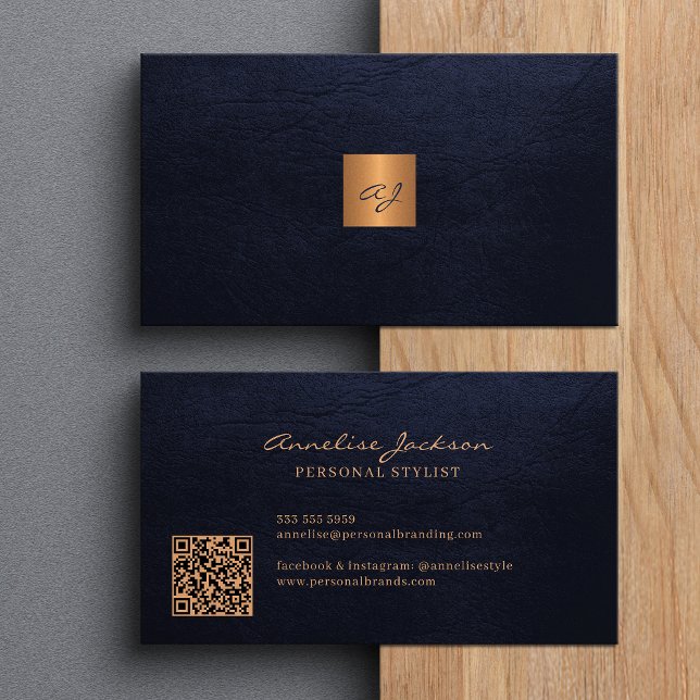 Eleganter goldener monogrammierter moderner QR-Cod Visitenkarte (Von Creator hochgeladen)