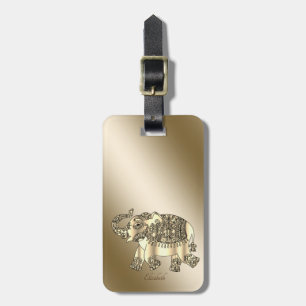 Eleganter goldener Paisley-Elefant-Personalisiert Gepäckanhänger
