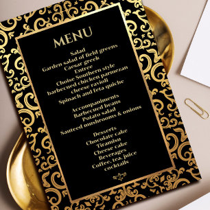 Eleganter goldener Rahmen Hochzeitsdinner-Menü  Einladung