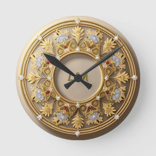 Eleganter goldener Rahmen rund Runde Wanduhr