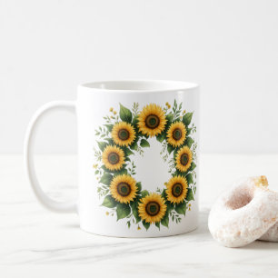 Eleganter goldener Sonnenblumenkranz-Kaffeebecher Kaffeetasse