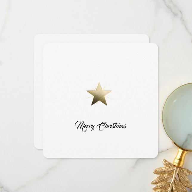 Eleganter Goldener Stern mit Minimalistischem Glan Dankeskarte (Vorderseite/Rückseite Beispiel)