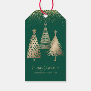 Eleganter Goldener Tree Glitzer Schnee Geschenkanhänger