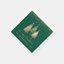 Eleganter Goldener Tree Glitzer Schnee Serviette