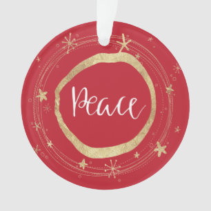 Eleganter Goldener Urlaub Roter Frieden Ornament