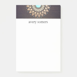 Eleganter Goldener Verzierte Lotus-Mandala-Holzopt Post-it Klebezettel