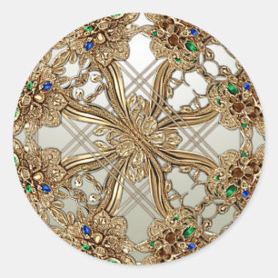 Eleganter goldener verzierter Aufkleber