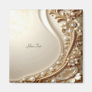 Eleganter goldener verzierter Blumenmagnet Magnet