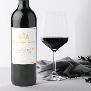 Eleganter goldener Vintage-Monogramm-Wein weißes E Weinetikett