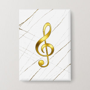 Eleganter goldener Violinschlüssel auf schwarzem M Button