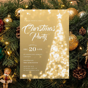 Eleganter goldener Weihnachtsbaum-Feier zur Weihna Einladung