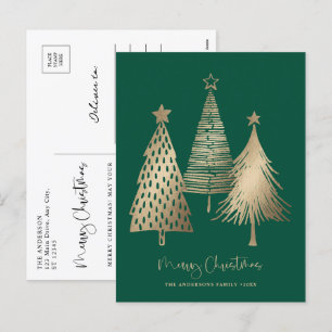 Eleganter goldener Weihnachtsbaum Nicht Foto Feiertagspostkarte