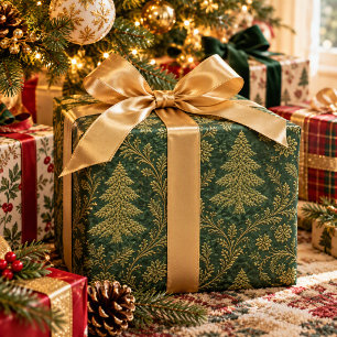 Eleganter goldener Weihnachtsbaum-Teppich Geschenkpapier