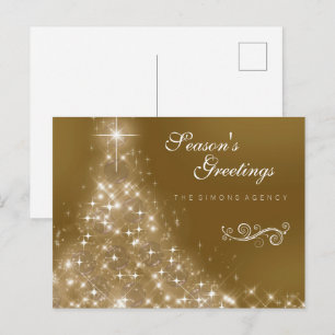 Eleganter goldener Weihnachtsbaum Unternehmensgesc Feiertagspostkarte